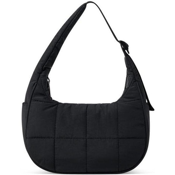 Puchowa Torebka Crescent Dla Kobiet Pikowana Torba Na Ramię Regulowany Pasek Torba Na Ramię Nylonowe Torby Hobo Do Pracy I PodróżY AVE 25X10X15Cm Black-image
