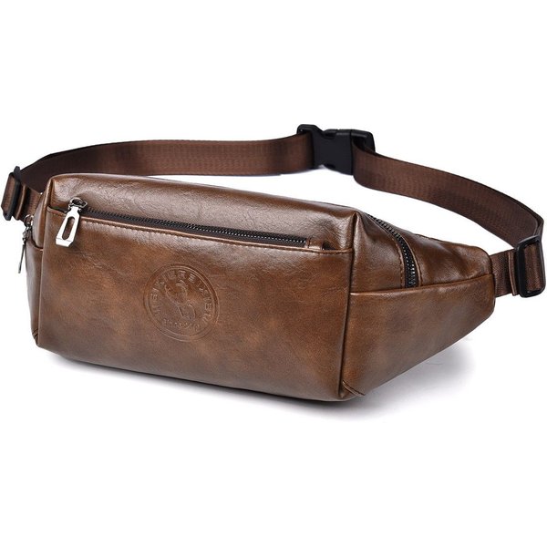 RiñOnera De Pecho Para Hombre, Bolso De Hombro A La Moda, RiñOnera Multifuncional, Bolso Bandolera Casual De Cuero, Bolso De Hombro PequeñO Simple Y Ligero-image