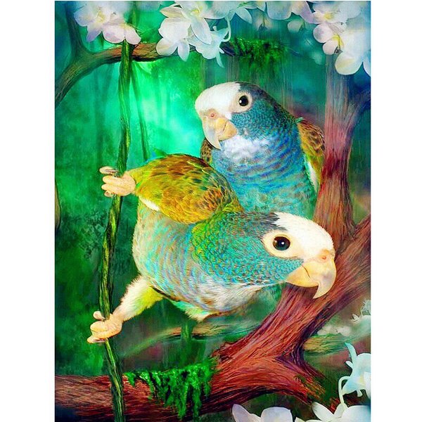 5D Diament Malarstwo Zielona Papuga Cross Stitch Diament Haft ZwierząT Ptak DżEtóW 20X30CM Green-image