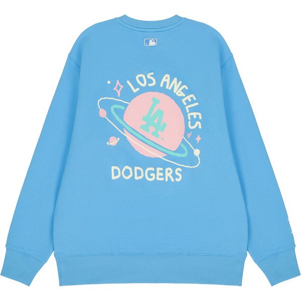MLB Los Angeles Dodgers Bluza Z Nadrukiem Liter 'Planet' OkrąGłY Dekolt DłUgi RęKaw Unisex Bluza Niebieska 3AMTL0121-07BLS XS White-image