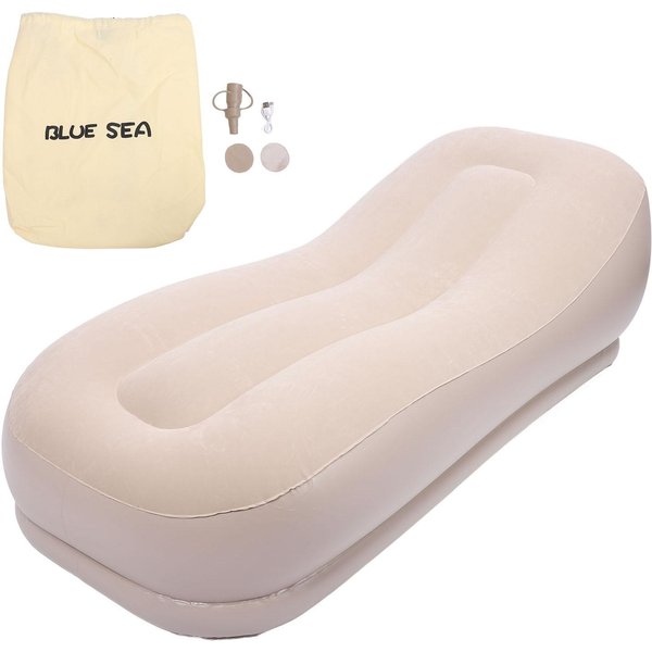 SamopompująCa Sofa Szybkie Pompowanie Ergonomiczna Przyjazna Dla SkóRy Nadmuchiwana Sofa PrzenośNa Nadmuchiwana Sofa-image