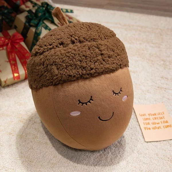 Pluszowe Zabawki SzczęśLiwa Rodzina KasztanóW BawełNiane Wypchane KreskóWkowe UśMiechnięTe Lalka Orzech Laskowy MięKka Przytulna Poduszka Dekoracja Domu Kawaii Prezent Dla Dzieci-image