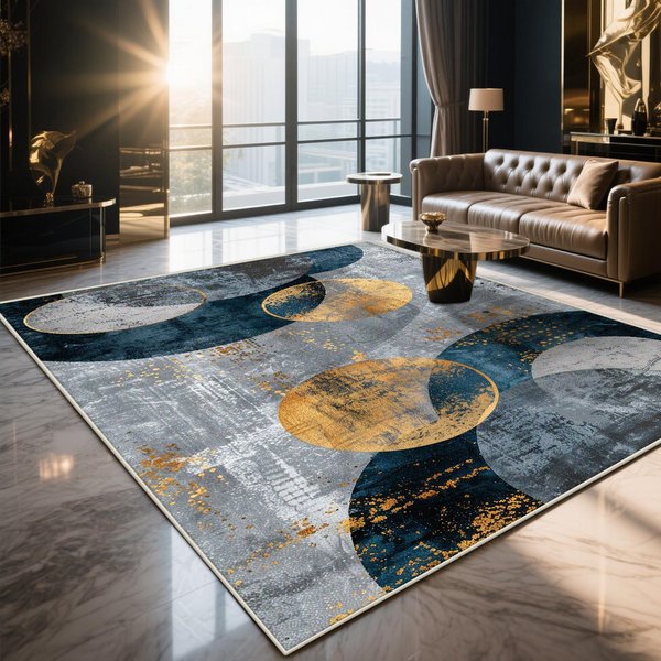 Nowoczesny Geometryczny Dywan Zmywalny AntypośLizgowy Luksusowy Dywan Do Salonu Sypialni Wystroju Domu Mata WejśCiowa 80X120Cm-image
