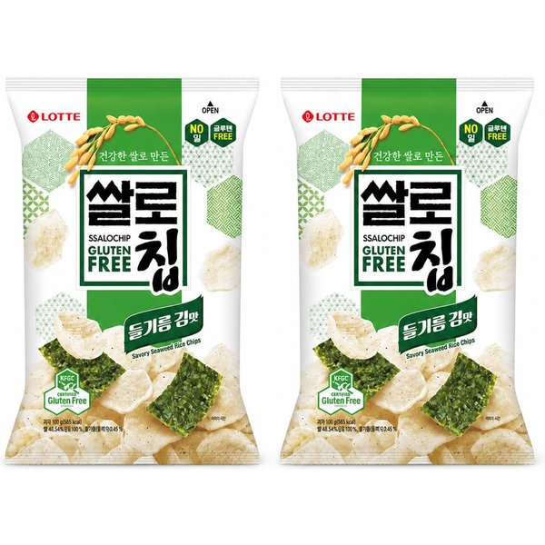 Crujientes De Arroz Lotte Sabor Alga Perilla 100G #Perilla Seaweed Flavored*2Pack-image