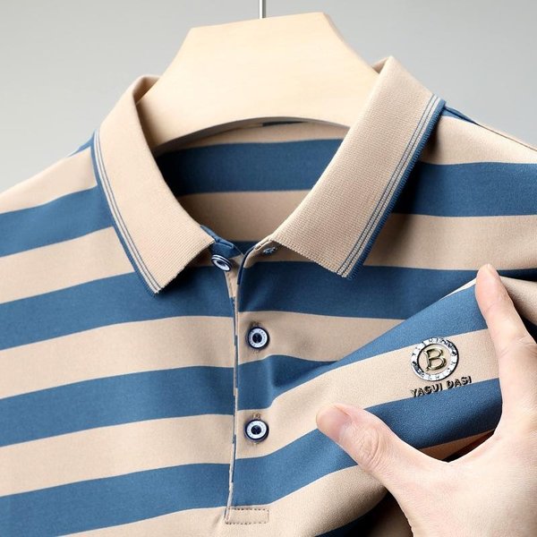 Polo De Manga Corta De Corte Fino A Rayas De Nuevo Estilo De Primavera Y Verano Camiseta De Manga Corta Para Hombre Polo Informal Para Hombre M-image