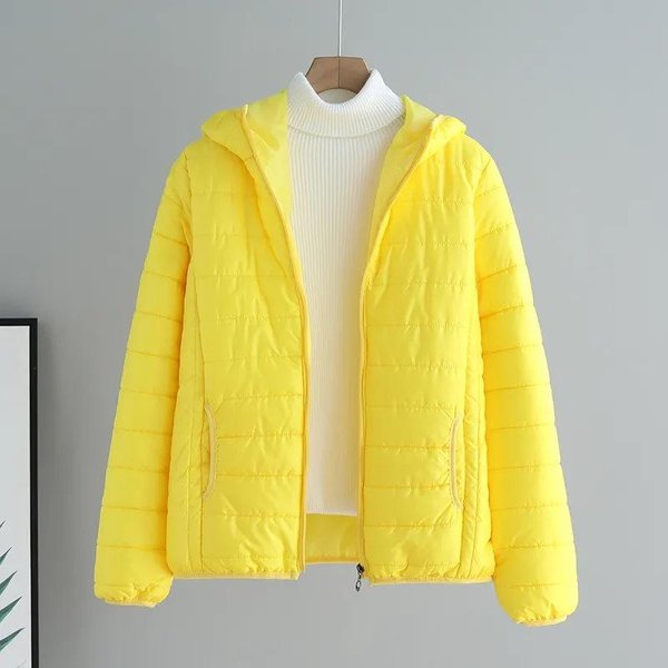 Moda Damska Casual Jesień Zima Jednolity Kolor Nadruk DłUgi RęKaw Kurtki I PłAszcze PłAszcze Puchowe Xxxl żółTy-image