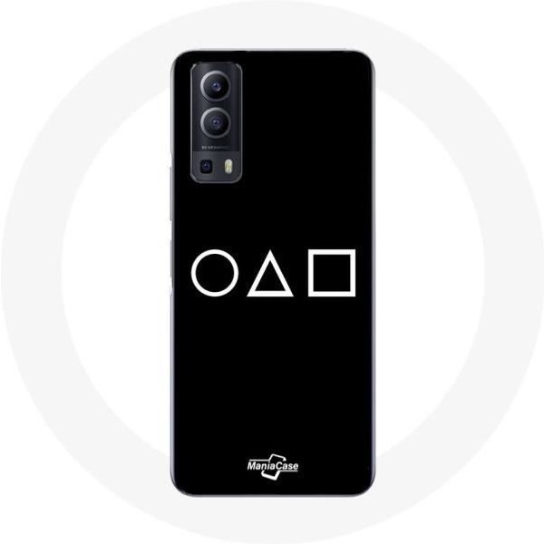 Coque Vivo Y72 Squid Game Logo Symboles Cercle Carre Triangle Fond Noir-image