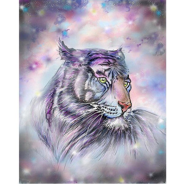 Pintura De Diamantes DIY Bordado Tigre Animal Paisaje Punto De Cruz Completo Redondo PedreríA DecoracióN Del Hogar 20X30CM-image