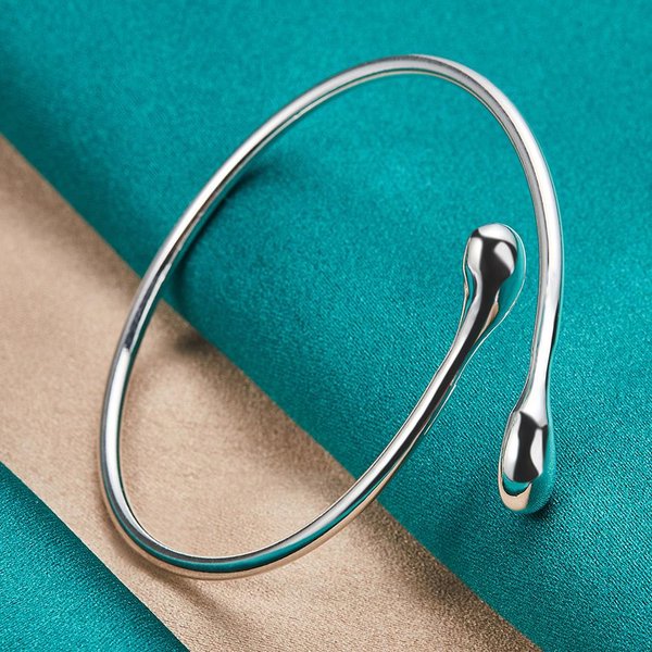 925 Sterling Silver Water Drop Regulowana Bransoletka Bransoletki Dla Kobiet Moda BiżUteria Blue-image