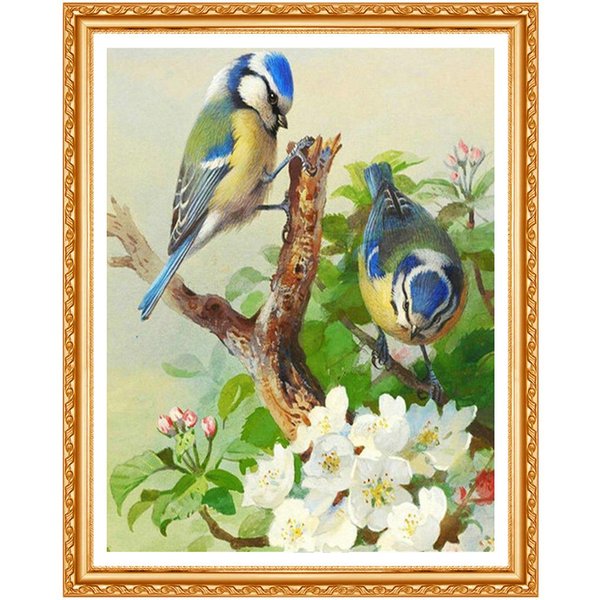 Pintura De Diamantes DIY PáJaro PedreríA Redonda Completa Punto De Cruz Bordado De Cristal Flor DecoracióN Del Hogar 20X30CM-image