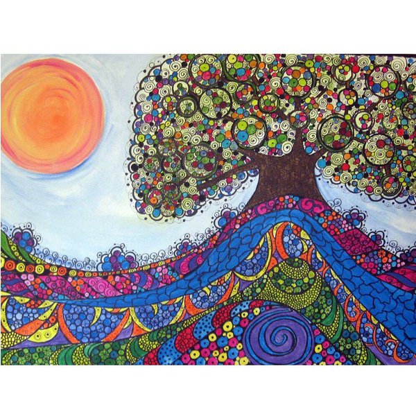 Bordado De Diamantes Dibujo De Sol ÁRbol De Dibujos Animados Cuentas Pintura De Diamantes Dibujos Animados Pintura De PedreríA 20X30CM-image