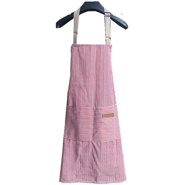 2 Delantales De Cocina Con 2 Bolsillos Delantal De Peto Ajustable Delantal De Chef Para Hombres Mujeres Raya Negra Rojo-image