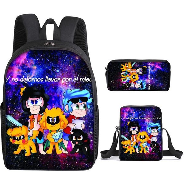 Mochila Mikecrack Escuela Primaria Y Secundaria Bolso Escolar Mochila Estampada Bolso Estuche Tres Piezas Satchel-image