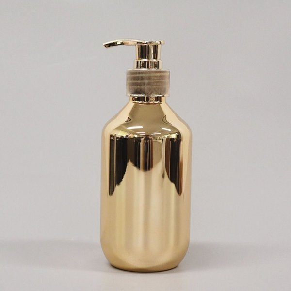 Odporne Na Rdzę ZłOte Chromowane Plastikowe Dozowniki Do MydłA W PłYnie ŁAzienkowe Butelki Na Szampon Dozowniki Do ŻElu Pod Prysznic Gold-300Ml Beige-image