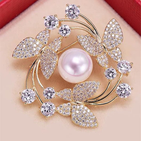 Exquisitas Cadenas De Cristal Insignias Broche De Cristal Para Mujeres Hebillas De Bufanda Ropa Elegante De Dama Abrigo Accesorios CláSicos DecoracióN Brown-image