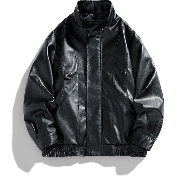 Chaqueta De Cuero Holgada Para Hombre, Pareja Guapa, Traje De Motociclista Negro Chaqueta De Cuero PU 3XL Negro-image