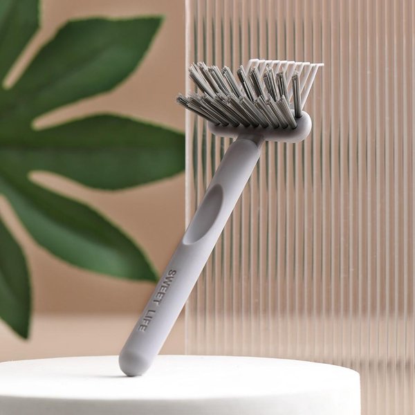 Cepillo De Limpieza De Peine 2 En 1, Limpiador De Cepillos Para El Cabello, Rastrillo, Peine, Herramienta Incorporada, Mini Removedor De Suciedad De Cabello Para Eliminar El Polvo Del Cabello, Herramienta De Limpieza Gris-image