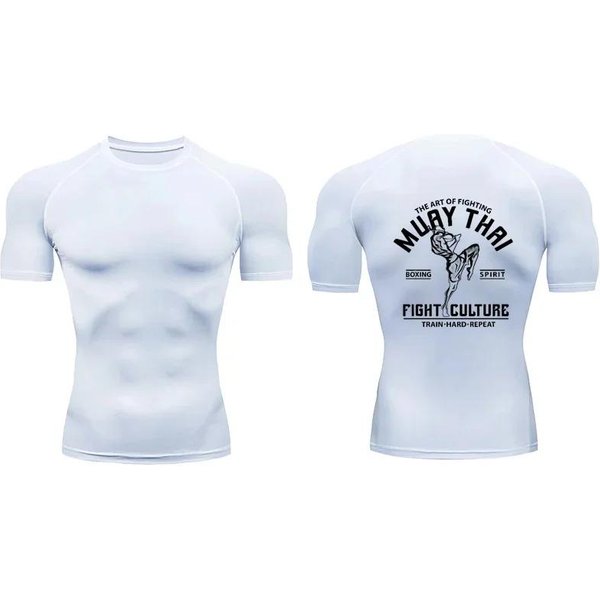 Spersonalizowana Koszulka Kompresyjna Z Nadrukiem Graficznym MęSka Odzież Sportowa Fitness SzybkoschnąCa Koszulka Do Biegania Na SiłOwnię, Top Do ćWiczeń Sportowych Na SiłOwnię XL BiałY-image