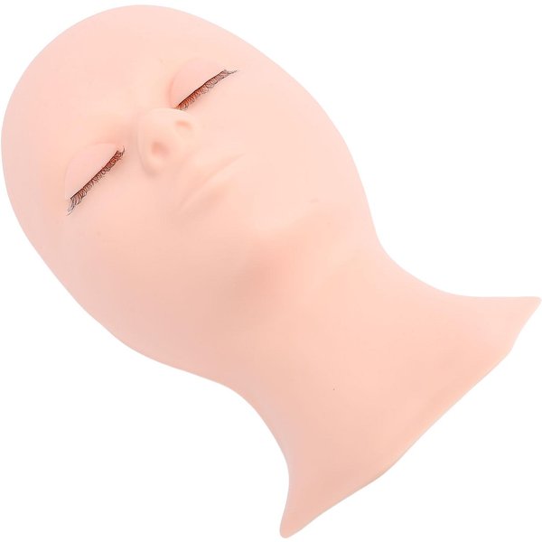 Cabeza De Maniquí Para PestañAs PáRpado De Silicona De Repuesto Cabeza Modelo Para PráCtica De PestañAs PáRpado De Un Solo Pliegue Beige-image