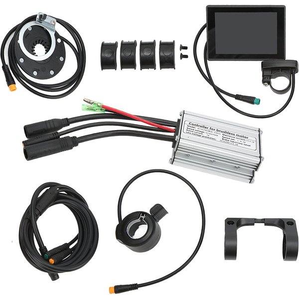 Zestaw Kontrolera Do Roweru Elektrycznego 15A Wodoodporny WyśWietlacz LCD8S Zestaw Do Modyfikacji Roweru 1 Do 2 PrzewodóW Dla Silnika Bezszczotkowego 250W 350W Gray-image
