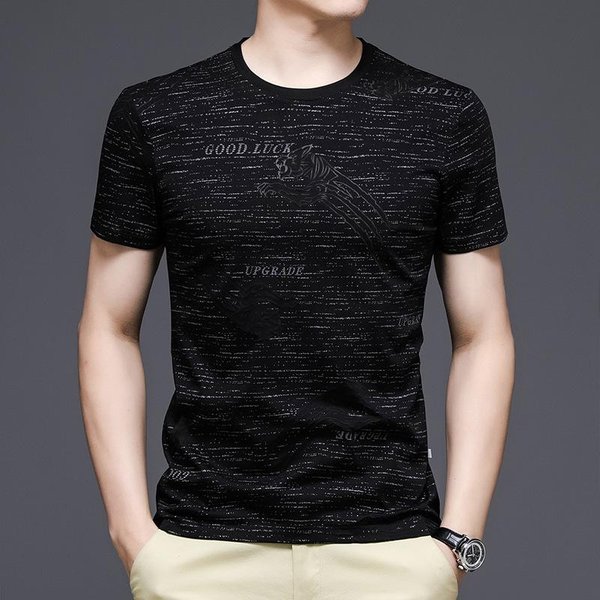 Camiseta De Verano De Manga Corta Para Hombre, Nueva Camiseta Juvenil De Moda Coreana Con Cuello Redondo Para Hombre, Camiseta De Marca De Moda De Media Manga XL Black-image