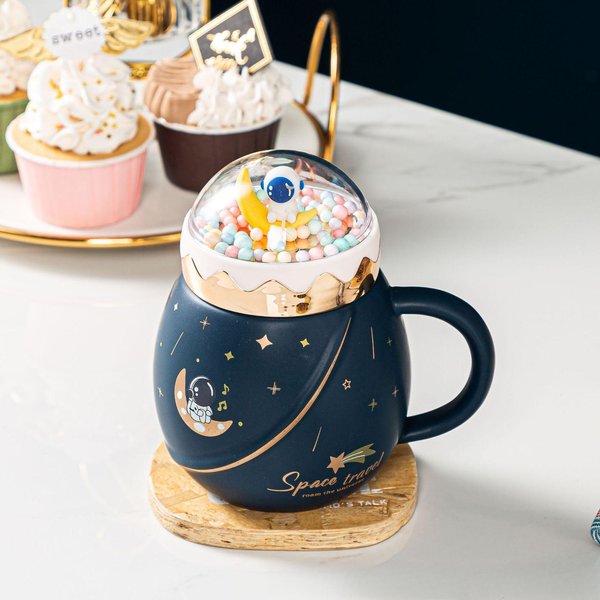 Kreatywny Kubek Planetarny Kubek Wysokiej Precyzji Kubek Astronauta Ceramiczny Prezent Na Otwarcie PamiąTka Kubek Do Wody Zestaw W PudełKu Prezentowym 450Ml-image