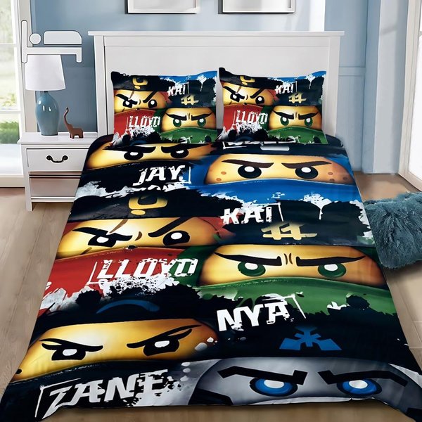 Funda NóRdica De Juego De Dibujos Animados Funda De Almohada Juego De Cama DecoracióN De Dormitorio Para NiñO/NiñA Regalo Para NiñOs Individual Doble TamañO Grande Cremallera Funda NóRdica 135X200Cm-image
