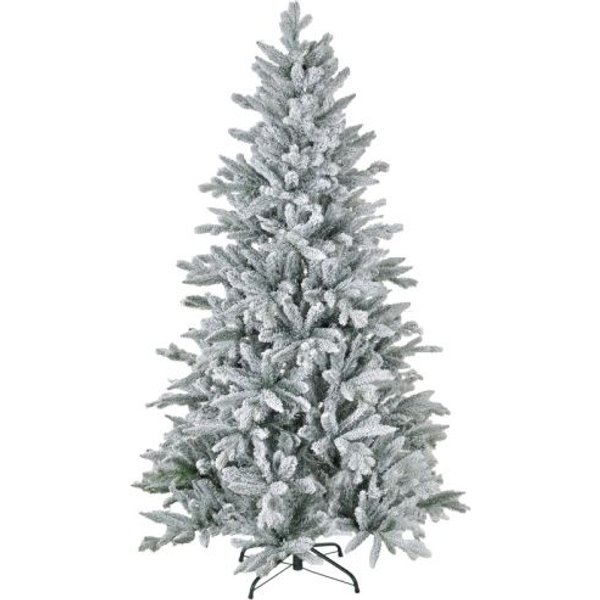Homcom ÁRbol De Navidad 180 Cm, Cubierto De Nieve, IgníFugo, Base MetáLica, Ramas Moldeables, Verde-image