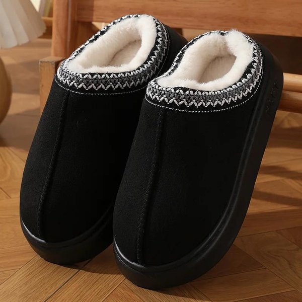 Nowe Modne Puszyste Kapcie Na Platformie Dla Kobiet 2025 Zima Pluszowe CiepłE BawełNiane Buty Kobieta Komfort AntypośLizgowe Unisex Kapcie Domowe 40-41-image