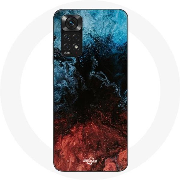 Funda Para Xiaomi Redmi Note 11 4G Fondo De Textura Abstracta Rojo Negro Azul-image