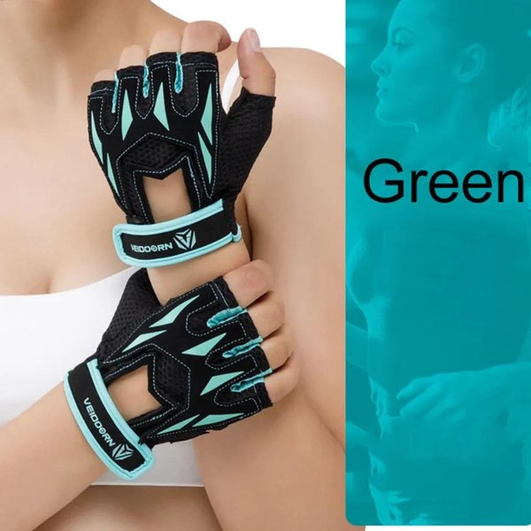 Guantes De Gimnasio Transpirables Antideslizantes Para Hombres Mujeres Medio Dedo Levantamiento De Pesas Entrenamiento Fitness Guantes De Ejercicio S Verde-image