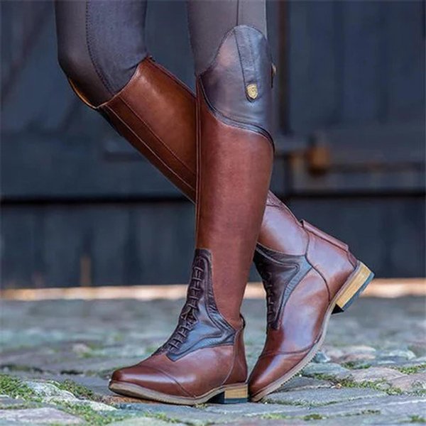 Botas De EquitacióN Para Mujer Botas Altas De Cuero Hasta La Rodilla Botas De EquitacióN Vintage Botas Altas 42 MarróN-image