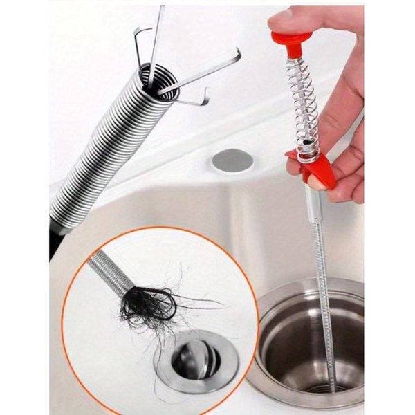 Nueva Mejora Herramienta Desatascador De Drenaje Para Cabello - Limpiador De Drenaje De Fregadero Para Alcantarilla De Inodoro Ducha Cocina BañO BañEra Desatascador De Drenajes Obstruidos Herramienta De Limpieza 90Cm(Regular)-image