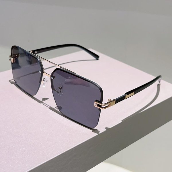 Elegantes Gafas De Sol Casuales Sin Montura Degradadas Multicolor Con DiseñO V-Intage De Moda Para Mujer Kammpt Gafas De Sol Cuadradas Oversize Golden-image