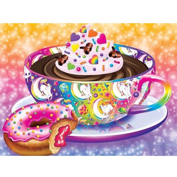 5D Haft Diamentowy FiliżAnka Kawy PąCzki Diamentowe Malowanie śCiegiem KrzyżYkowym Mozaika Do Dekoracji Domu 20X30CM Brown-image
