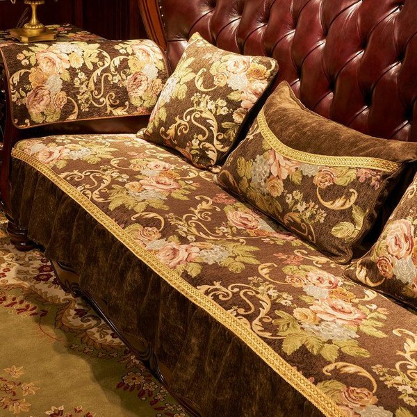 Klasyczny Pokrowiec Na Sofę żAkardowy Retro Luksusowy AntypośLizgowy Pokrowiec Ochronny Na Meble Salon Poduszka Na Sofę PodkłAdka Pod Sofę RęCznik 1Pc Armrest 50X60Cm-image