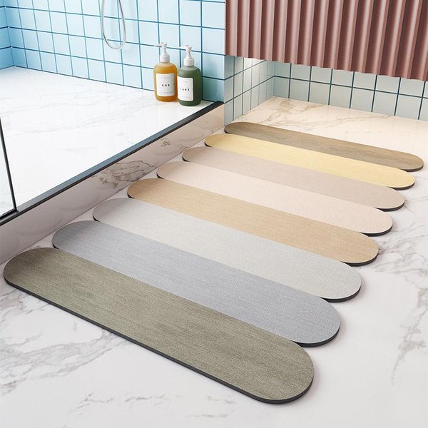 Alfombrilla Absorbente En La Puerta Del BañO Secado RáPido Antideslizante Alfombrilla Para Pies De BañO Alfombra Acolchada De Diatomeas 40*60Cm Gray-image
