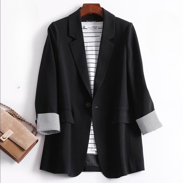 Chaqueta De Mujer VersióN Coreana De Primavera Y OtoñO Nueva Tendencia Suelta Casual Superior VersáTil Traje PequeñO XXL Black-image