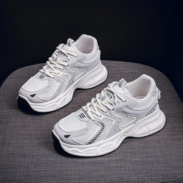 Sportowe Buty Typu 'Daddy Shoes' Są Wszechstronne, Studenckie, Na Grubej Podeszwie, ZwięKszająCe Wysokość, Codzienne I OddychająCe Buty Do Biegania 39 BeżOwy-image