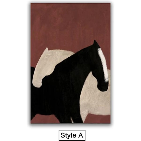 Abstrakcyjny Obraz Na PłóTnie Z Koniem Sztuka ŚCienna Plakaty I Druki Ze ZwierzęTami Do Dekoracji Salonu Obrazy ŚCienne Cuadros 30X40Cm No Framed-image