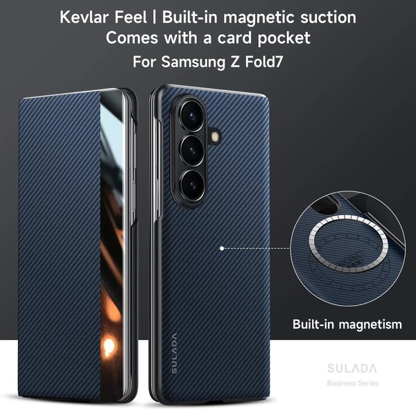 Dla Samsung Galaxy Z Fold 8 Ultra 7 6 SkóRzane Etui Z Wzorem WłóKna WęGlowego Magsafe Biznesowe Okienko Flip Cover Galaxy Z Fold8 Ultra-image