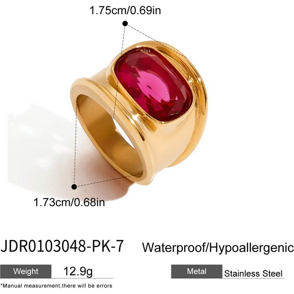 Youthway RóżOwy Cyrkonia Szeroki PierśCionek Odlewana Stal Nierdzewna Wysokiej JakośCi BiżUteria Na Palec Modny Luksusowy Design PierśCionek NowośCi 8 Beige-image