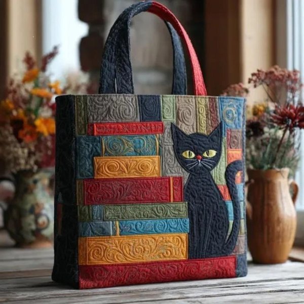 Nuevos Bolsos Moda Bolso Tote Acolchado Animales Gato Colorido Estampado Bolso Tote Acolchado Mujeres Hombres Bolso Tote De Viaje Correa De Mano 2026 Bolso Weekender De Exterior 43X40X10Cm-image