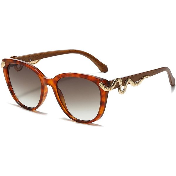Retro Leopardowy Gradientowy OkrąGłE Okulary PrzeciwsłOneczne Damskie Luksusowe Metalowe WzóR WężA UV400 Modne Okulary PrzeciwsłOneczne Unisex Moda As Picture-image