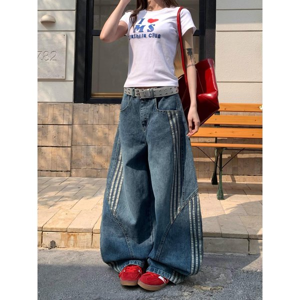Jeans De Tiro Alto Unisex Estilo Barril Corte Holgado Streetwear Jeans De Pierna Ancha Cremallera Frontal Estilo Americano Vintage Pantalones Vaqueros EláSticos 2XL Black-image