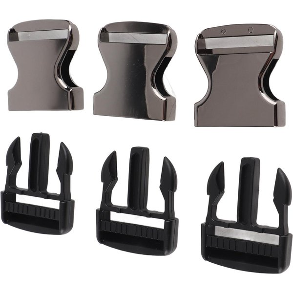 3 Piezas Hebilla MetáLica De LiberacióN Lateral Hebilla MetáLica De LiberacióN RáPida Plata Negra Para Bolsos De Cuero-image