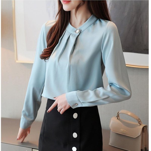 Camisa De Gasa De Manga Larga Estilo Coreano Para Mujer, Estilo Profesional, Estilo Nuevo De OtoñO M-image