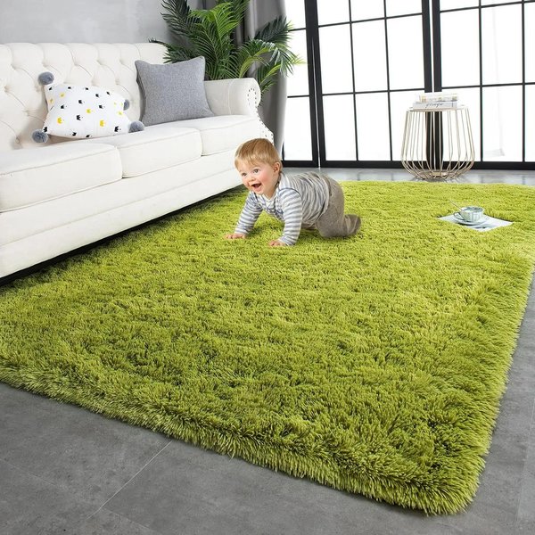 Ultra-MięKki Pluszowy Dywan AntypośLizgowy PokóJ DziecięCy ŻłObek PokóJ Zabaw Mata PodłOgowa Sypialnia Koc PrzyłóżKowy Dekoracja Domu 60X90Cm 24X36Inch Zielony-image