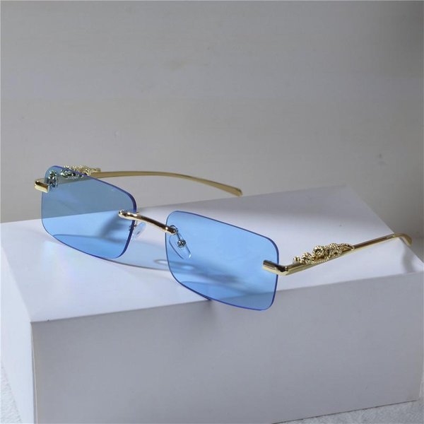 Nuevas Gafas De Sol Vintage Sin Montura Hombres Mujeres Moda Cuadradas ProteccióN UV400 Doble Puente Graduadas 1PC Gray-image