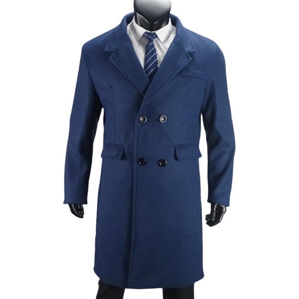 Abrigo Largo De Lana Para Hombre Chaqueta Cruzada Talla Grande 2XL-image